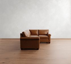 York Roll Arm Leather 3-Piece Sectional (96")