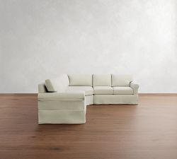 York Roll Arm Slipcovered 3-Piece L-Shaped Wedge Sleeper Sectional (119")