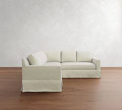 York Square Arm Slipcovered 3-Piece L-Shaped Sectional (92")