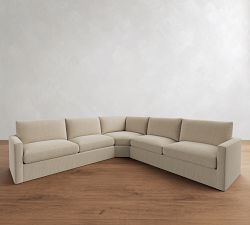 Westwood Slim Arm Slipcovered 3-Piece L-Shaped Wedge Sleeper Sectional (124")