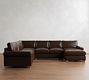 PB Comfort Modern Roll Arm Leather 4-Piece Chaise Sectional (137")
