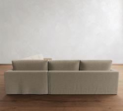 Westwood Slim Arm Slipcovered 3-Piece L-Shaped Wedge Sleeper Sectional (124")
