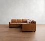 York Square Arm Deep Seat Leather 3-Piece L-Shaped Sectional (100")