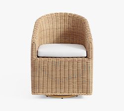 Open Box: Huntington Wicker Slope Arm Swivel Outdoor Dining Armchair with Cushion - Natural, Gray