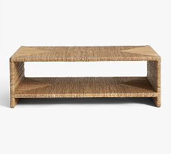 Open Box: Malibu Rectangular Woven Coffee Table without Glass Top (48") - Natural