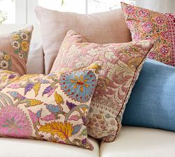 Maia Reversible Embroidered Lumbar Pillow Cover