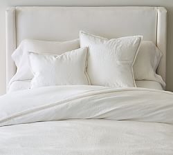Belgian Flax Linen Fringed Border Stitch Duvet Cover | Pottery Barn