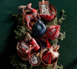 Plaid Red Reindeer Ornament