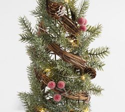 Faux Lit Pine &amp; Berry Twist Tree