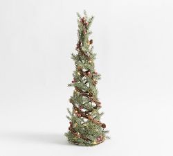 Faux Lit Pine &amp; Berry Twist Tree