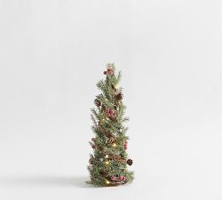 Faux Lit Pine &amp; Berry Twist Tree