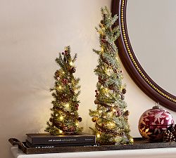 Faux Lit Pine &amp; Berry Twist Tree