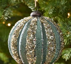 Green &amp; Gold Mercury Ball Ornament