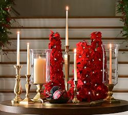 Faux Lit Poinsettia Cone Tree