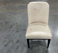 Open Box: Layton Grand Leather Dining Chair - Statesville Pebble, Blackened Oak