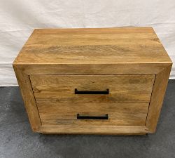 Open Box: Oakleigh 2-Drawer Nightstand (32"), Modern Hardware - Heirloom Wheat finish