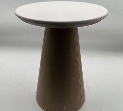 Open Box: Ansel Round Quartz Side Table (18") - White, Fog
