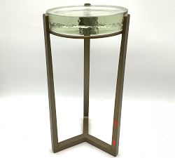 Open Box: Cori Round Recycled Glass Accent Table (10") - Brass, Recycled Clear Glass 