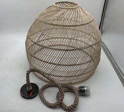 Open Box: Flora Rattan Pendant, Large (23") - White Washed