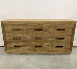 Open Box: Oakleigh 9-Drawer Dresser (71.5") - Heirloom Wheat, Modern Hardware