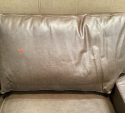 Open Box: Turner Square Arm Leather Grand Sofa without Nailheads (104"W, 39"D), 3X3 - Gravel Chocolate, Dark Walnut