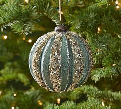 Green &amp; Gold Mercury Ball Ornament