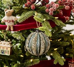Green &amp; Gold Mercury Ball Ornament