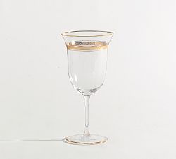 Gold Rim Wine Glasses - Set of 4