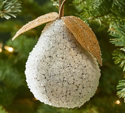 Snowy Pearl Pear Ornament