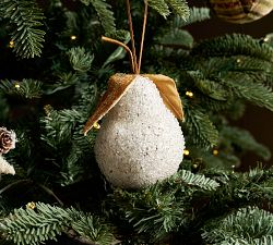 Snowy Pearl Pear Ornament