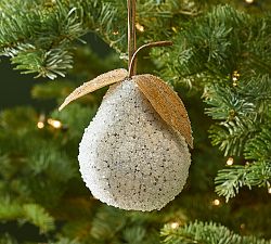 Snowy Pearl Pear Ornament