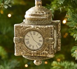 Gold Glitter Clock Ornament