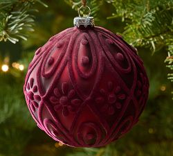 Textured Velvet Ornament - Set of 4