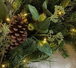 Faux Lit Magnolia Willow Wreath &amp; Garland
