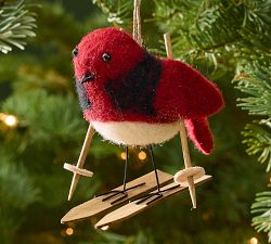 Red Skiing Bird Ornament