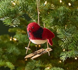 Red Skiing Bird Ornament