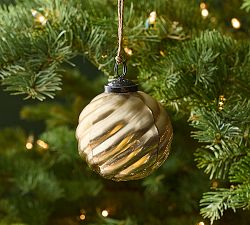 Gold Spiral Ball Ornament