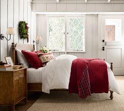 Velvet Scalloped Stewart Plaid Reversible Quilted Sham
