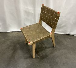 Open Box: Fenton Woven Leather Dining Chair - Statesville Pebble, Seadrift