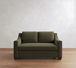 Open Box: York Slope Arm Loveseat with Bench Seat (60") - Performance Casual Chenille Dark Moss, Espresso Feet