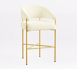 Open Box: Baldwin Bar Stool (30.5") - Performance Casual Chenille White, Brass