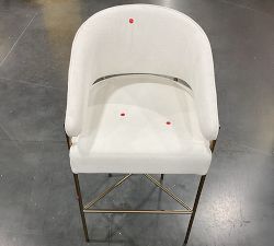 Open Box: Baldwin Bar Stool (30.5") - Performance Casual Chenille White, Brass