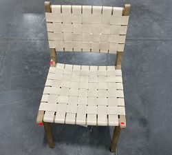 Open Box: Fenton Woven Leather Dining Side Chair - Statesville Pebble, Gray Wash Finish