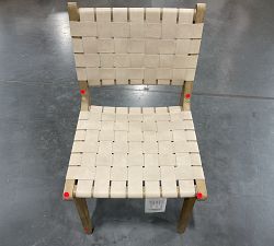 Open Box: Fenton Woven Leather Dining Side Chair - Statesville Pebble, Gray Wash Finish