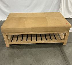 Open Box: Jake Rectangular Leather Ottoman (51"W x 20.5"H) - Leather Nubuck Camel, Seadrift