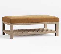 Open Box: Jake Rectangular Leather Ottoman (51"W x 20.5"H) - Leather Nubuck Camel, Seadrift