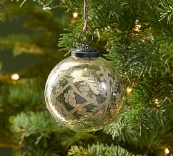 Silver Etched Fern Ornament