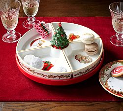 Nostalgic Christmas Icon Stoneware Multi-Sectional Lazy Susan
