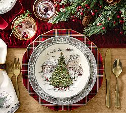 Vintage Christmas Stoneware Dinner Plates - Set of 4