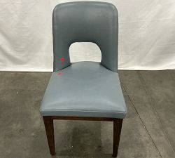 Open Box: Layton Leather Dining Side Chair - Performance Azure, Vintage Amber